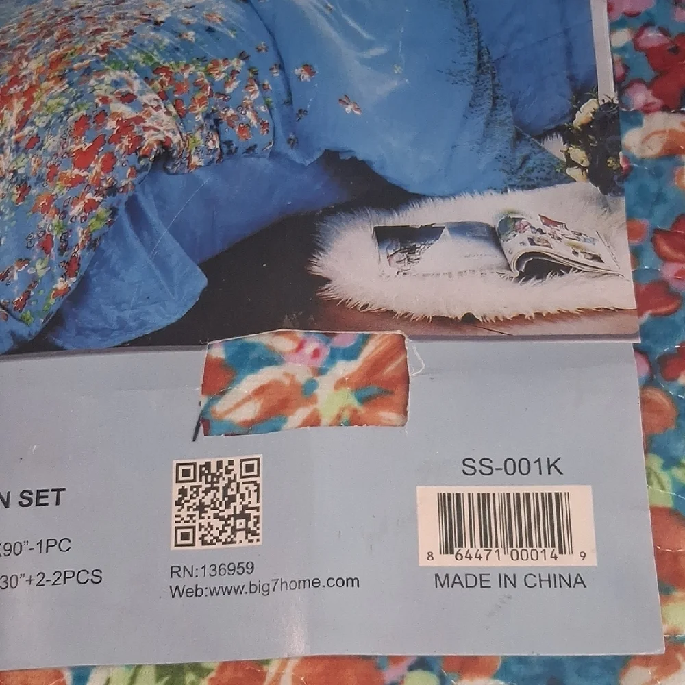 Sky Blue Floral Comforter Set with Multi-Color Accent